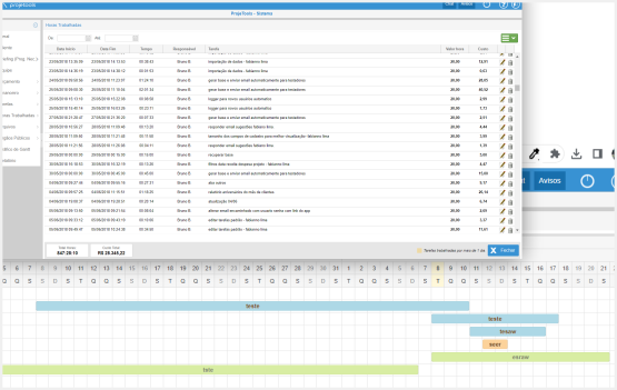 Interface de gestão de projetos